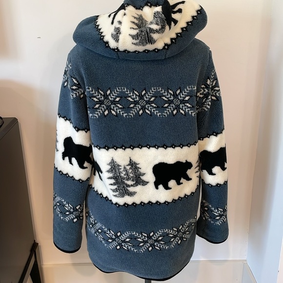 NORDIC LIGHTS Reversible Bear Print Hooded Teddy Coat size Small - Picture 5 of 11